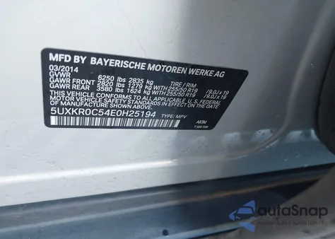 2014 BMW X5 xDrive35I z USA, uszkodzony, nr VIN 5UXKR0C54E0H25194